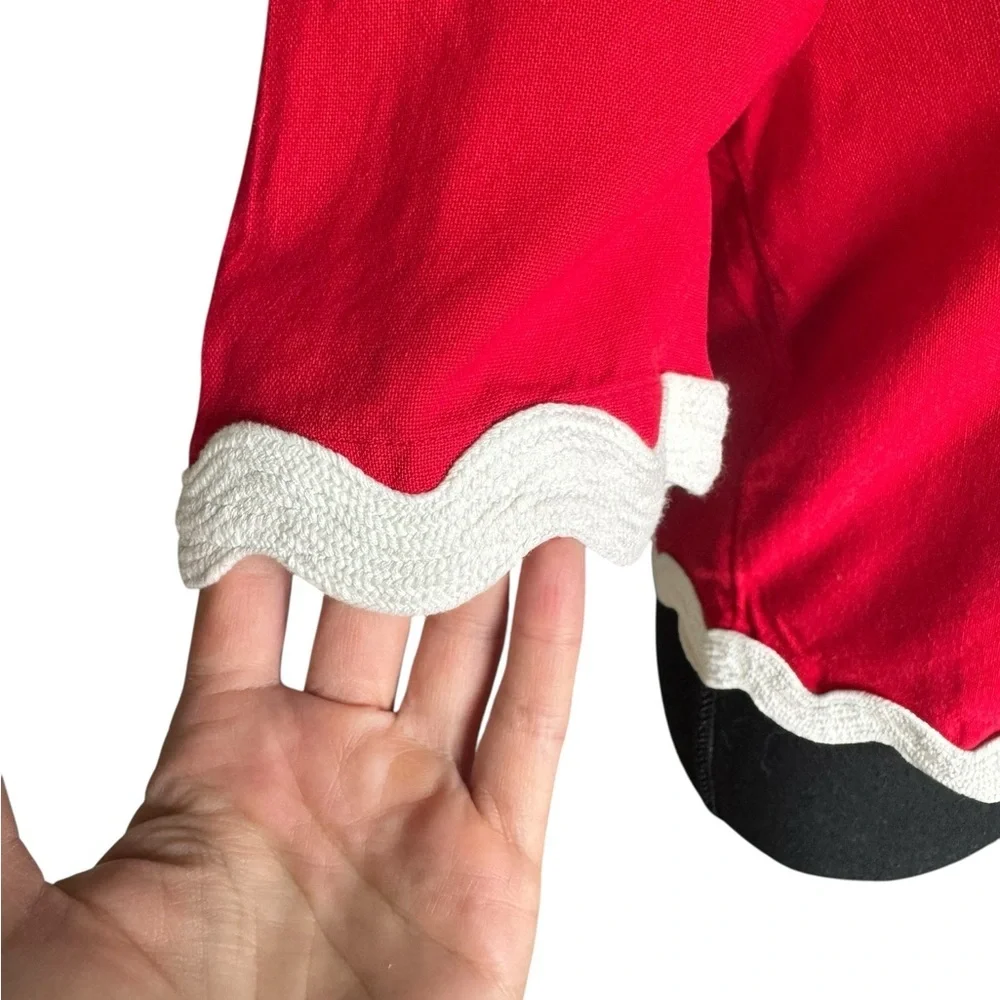 MANGO Red Scalloped Trim Cotton Button-Down Blouse (XS, NWT) E90 - Picture 3 of 8